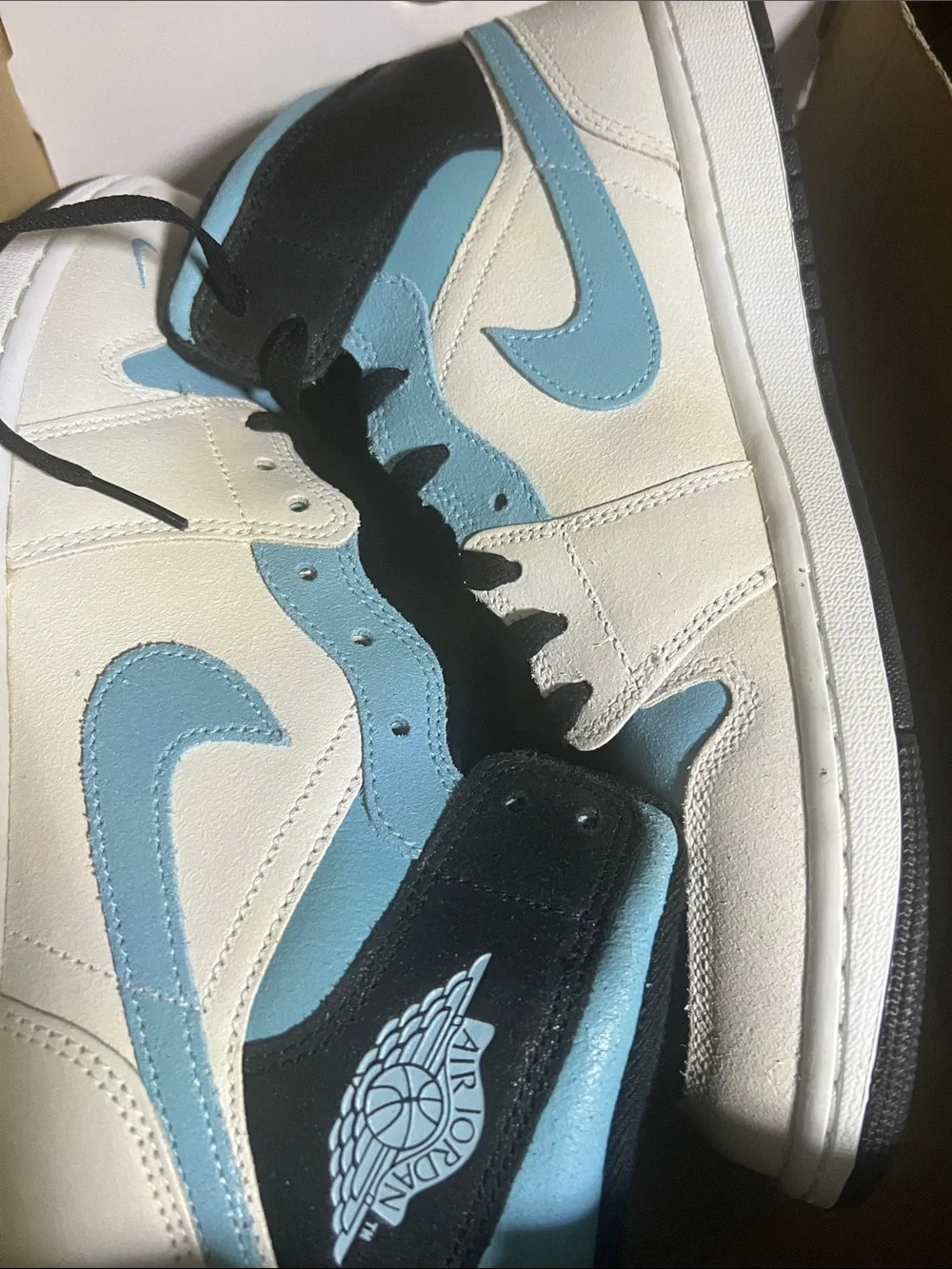 Nike Air Jordan 1 Low White/Light Blue/Black I have size 10 and 11 men’s